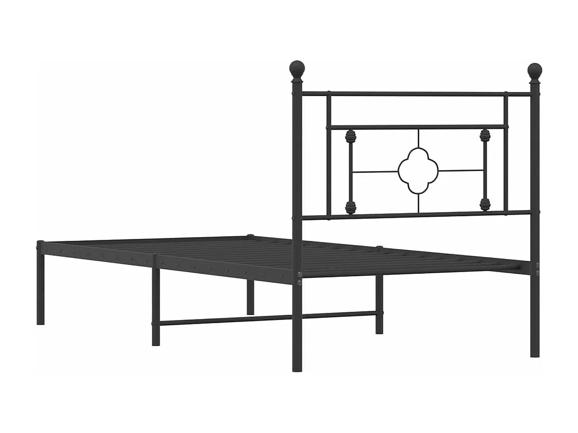 Cadre de lit métal avec tête de lit noir 90x190
