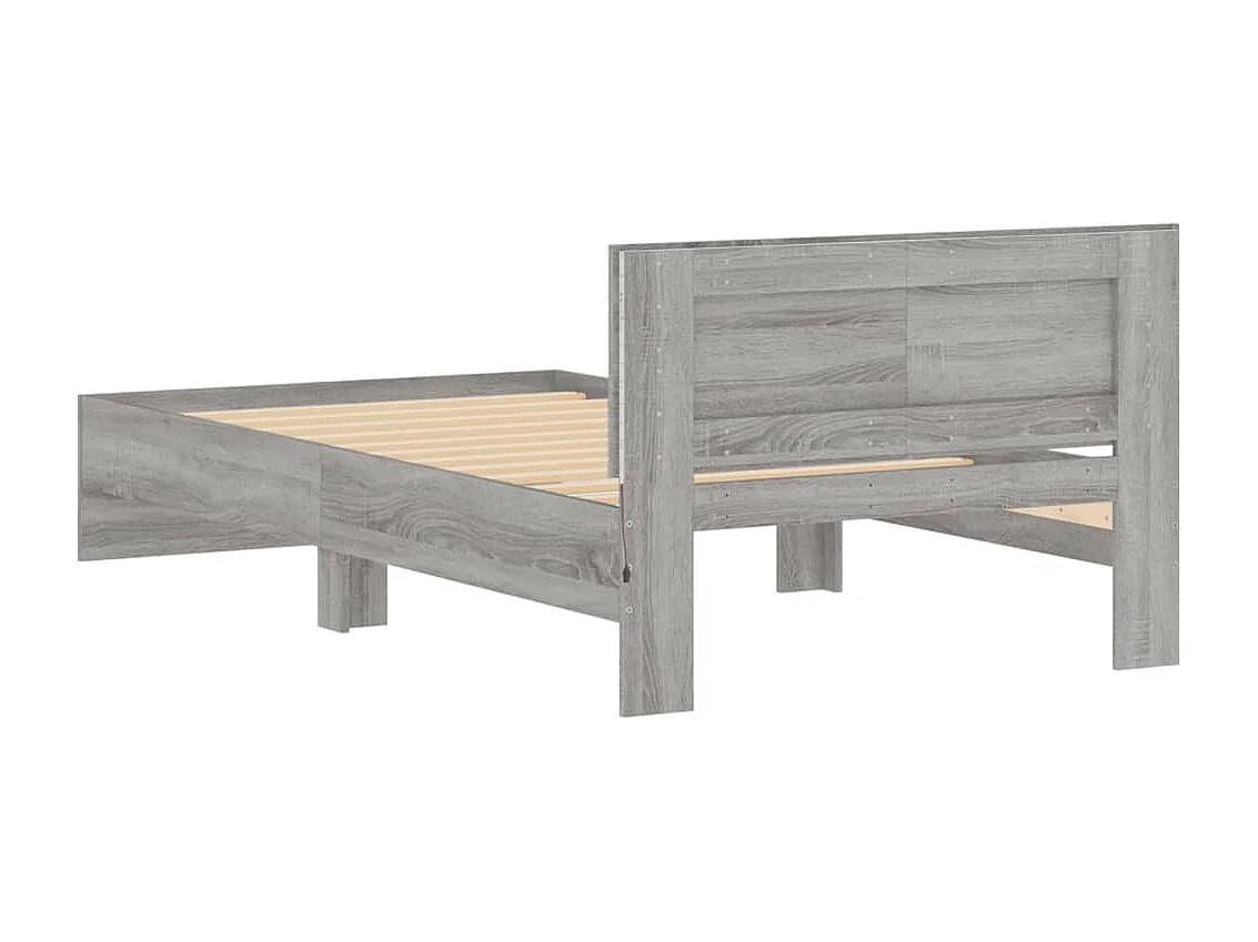 Cadre de lit tête de lit et lumières LED sonoma gris 100x200