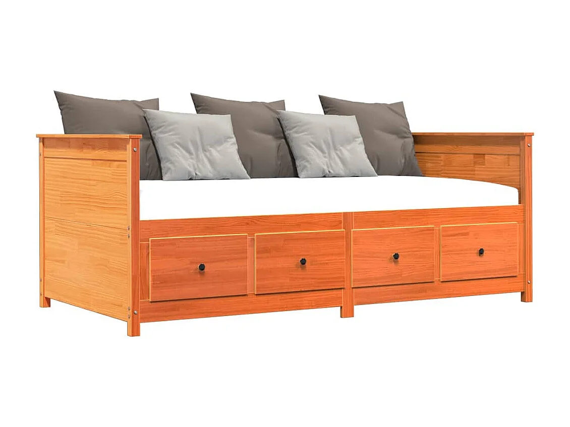 Lit de jour marron 100x200 bois de pin massif