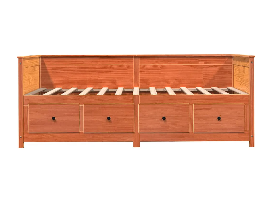 Lit de jour marron 100x200 bois de pin massif
