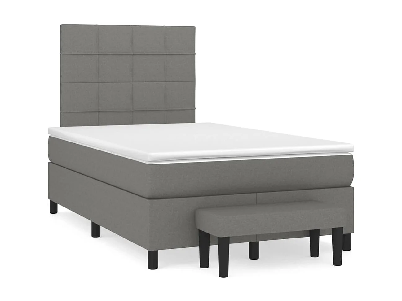 Sommier à lattes de lit avec matelas gris foncé 120x190 tissu
