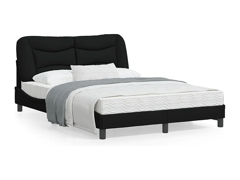 Cadre de lit avec tête de lit Noir 140x190 Tissu