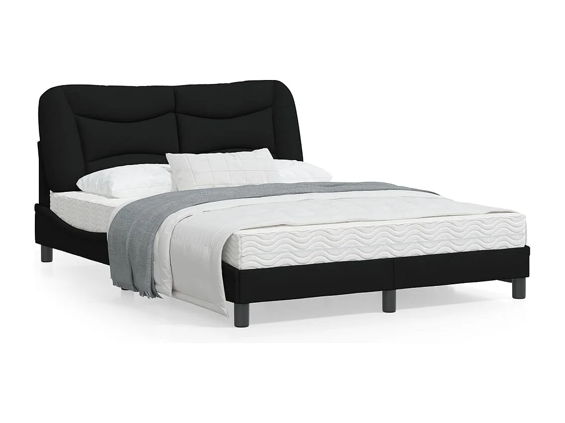 Cadre de lit avec tête de lit Noir 140x190 Tissu