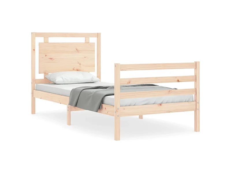 Cadre de lit et tête de lit 100x200 bois massif