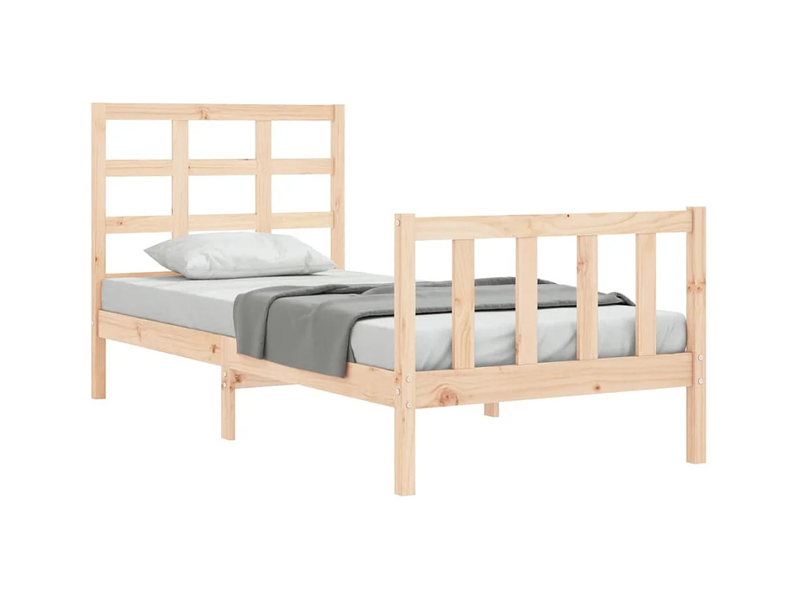 Cadre de lit avec tête de lit 90x200 bois massif