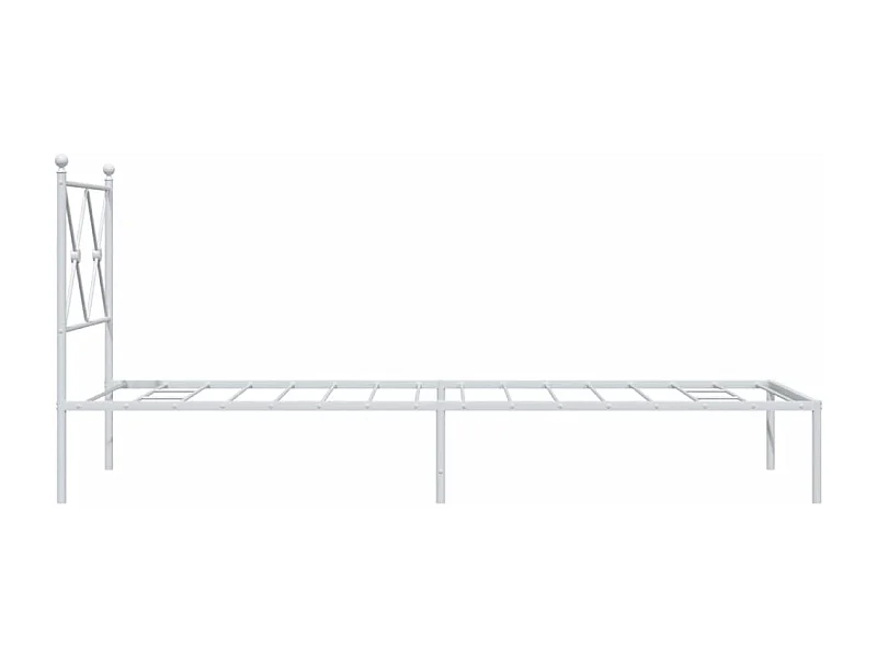 Cadre de lit métal avec tête de lit blanc 80x200