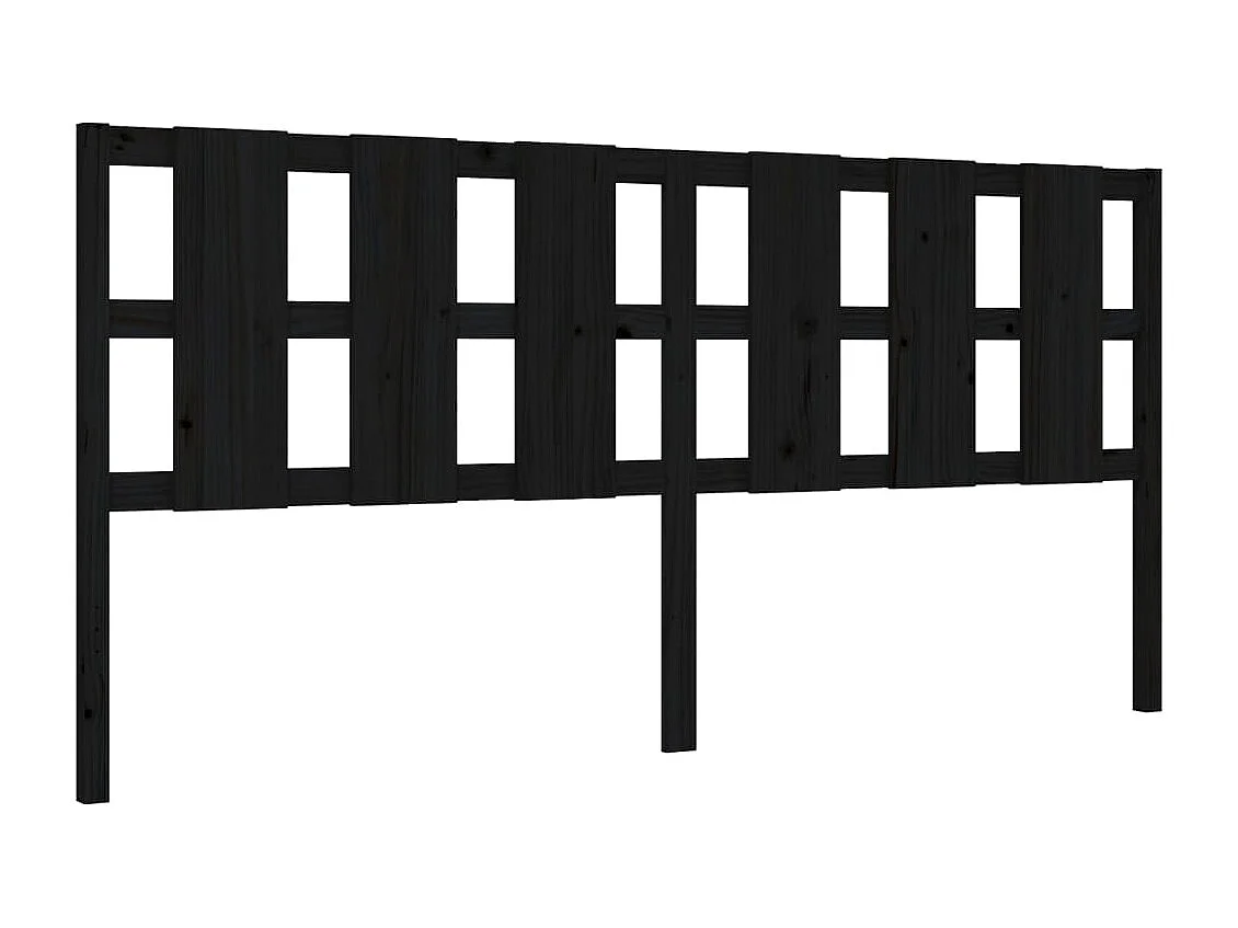 Cadre de lit avec tête de lit noir 200x200 bois massif