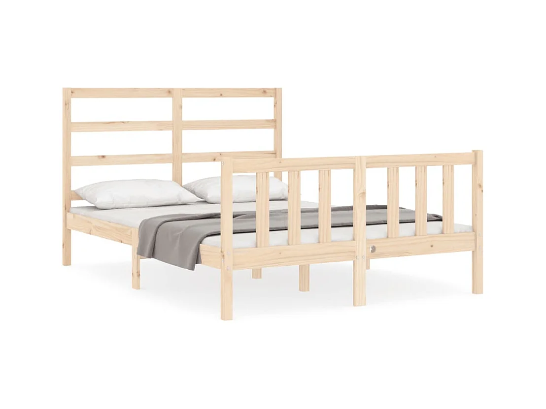 Bedframe met hoofdbord massief hout 140x190 cm