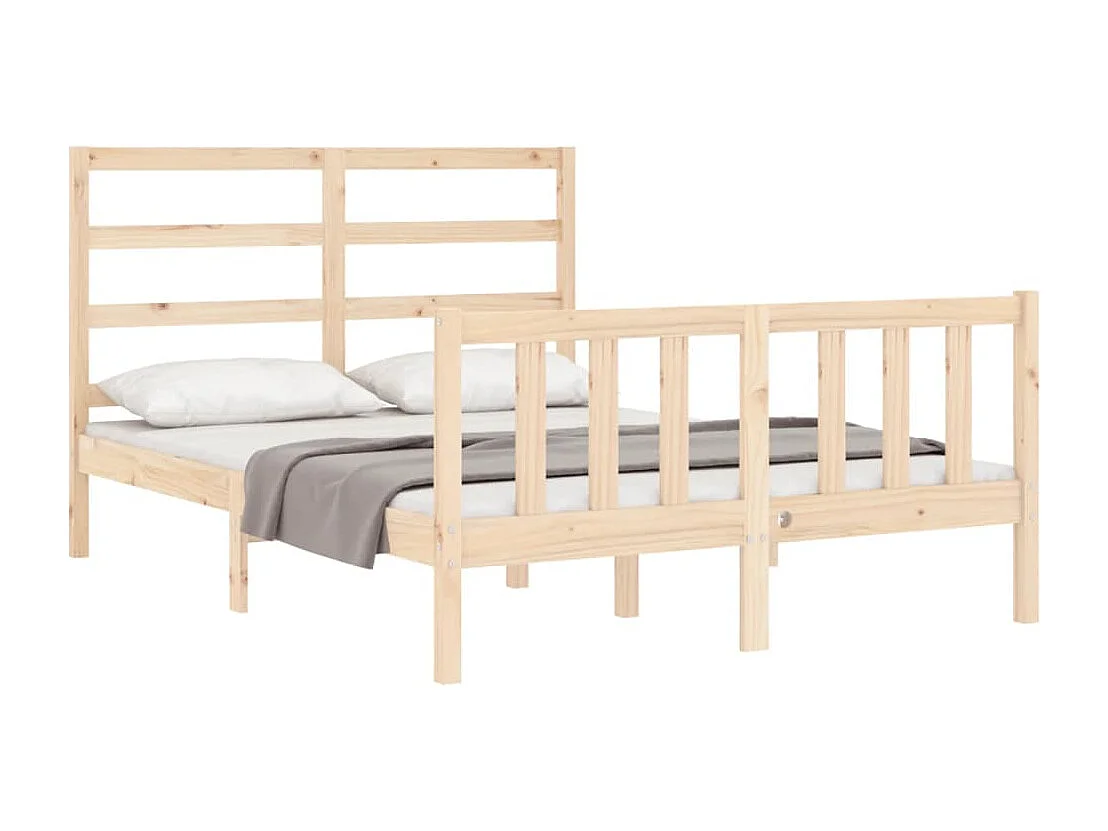 Bedframe met hoofdbord massief hout 140x190 cm
