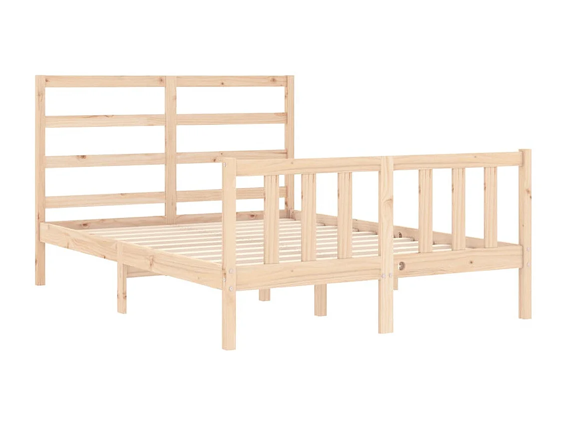 Bedframe met hoofdbord massief hout 140x190 cm