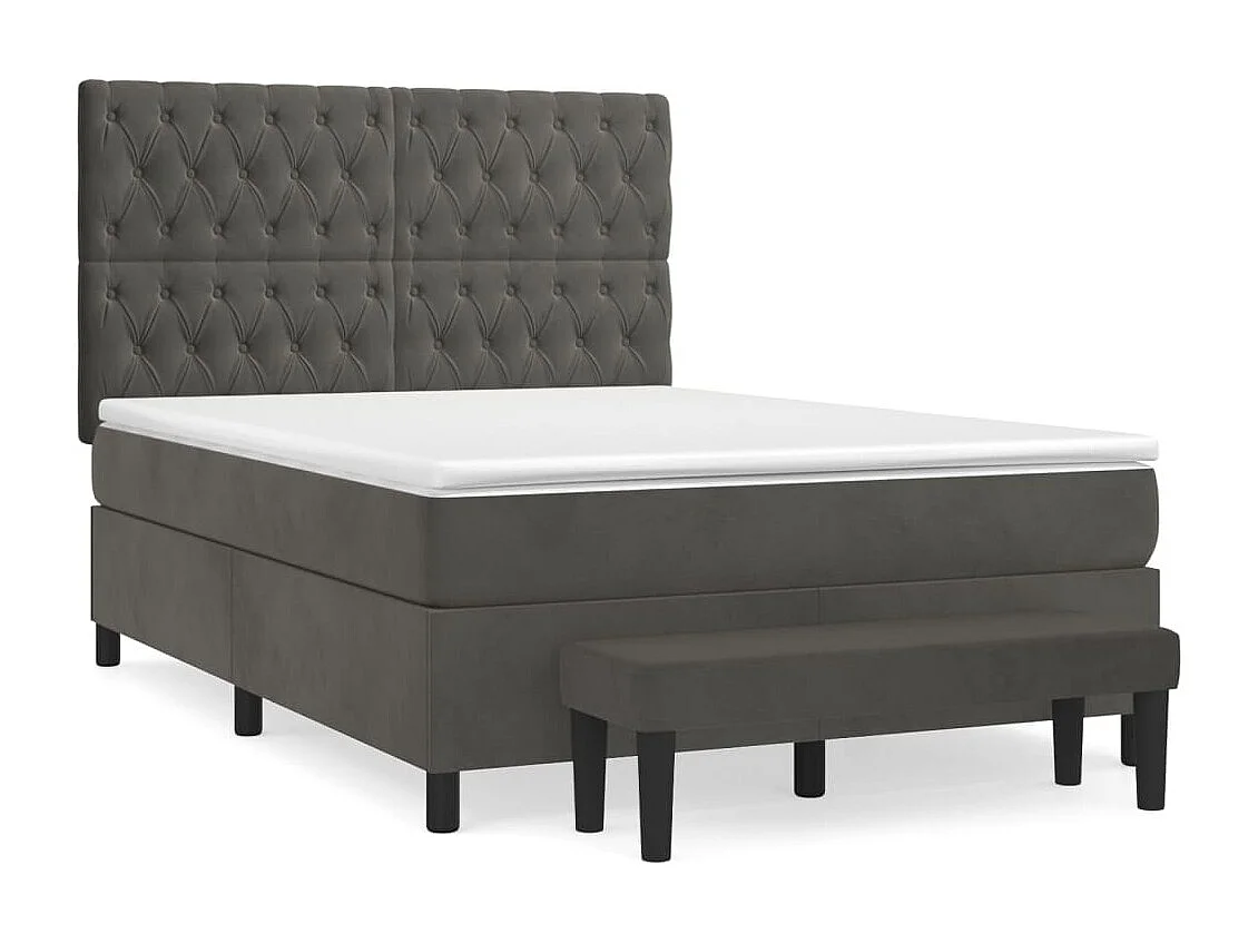 Sommier à lattes de lit et matelas Gris foncé 140x200 Velours