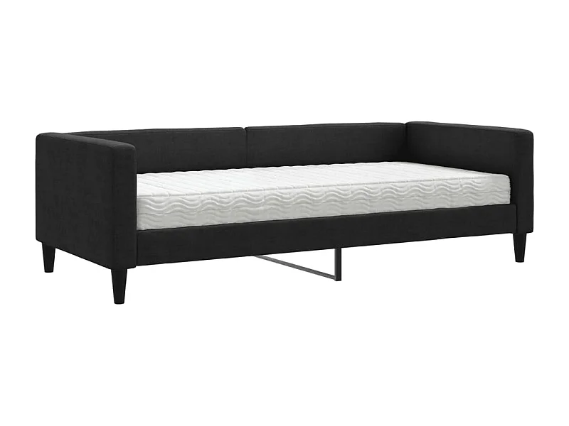 Lit de jour avec matelas noir 90x190 tissu