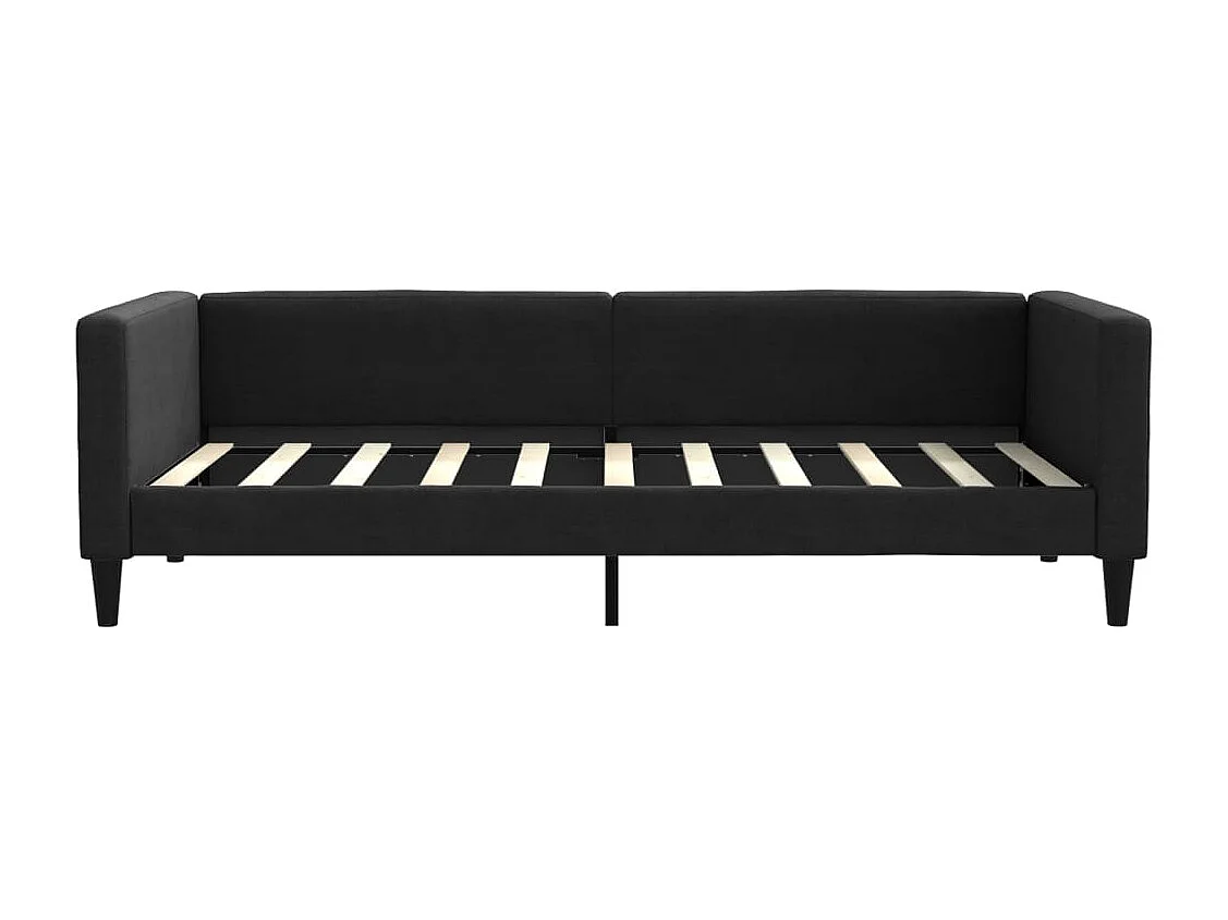 Lit de jour avec matelas noir 90x190 tissu