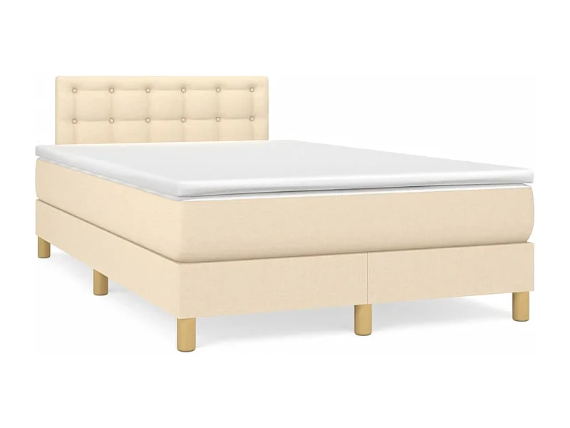 Sommier à lattes de lit avec matelas crème 120x190 tissu