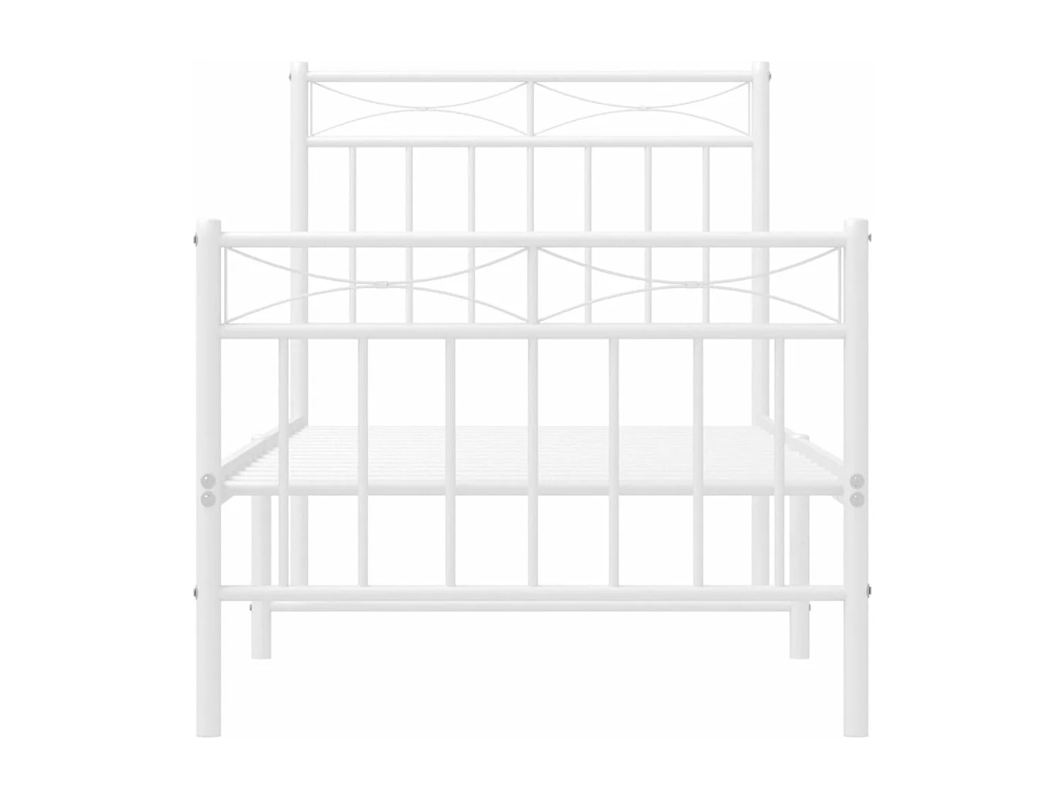 Cadre de lit métal avec tête de lit-pied de lit blanc 75x190