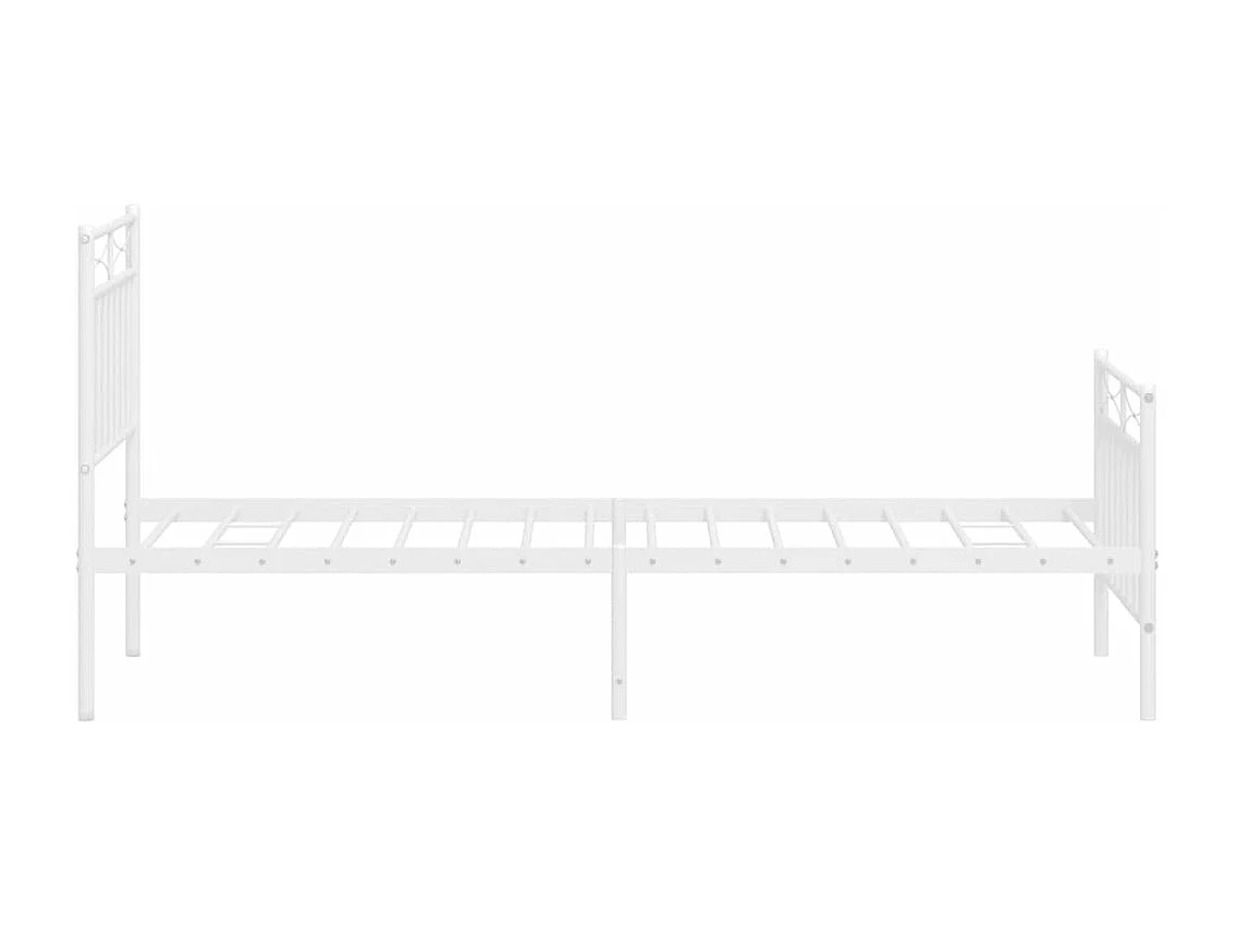 Cadre de lit métal avec tête de lit-pied de lit blanc 75x190