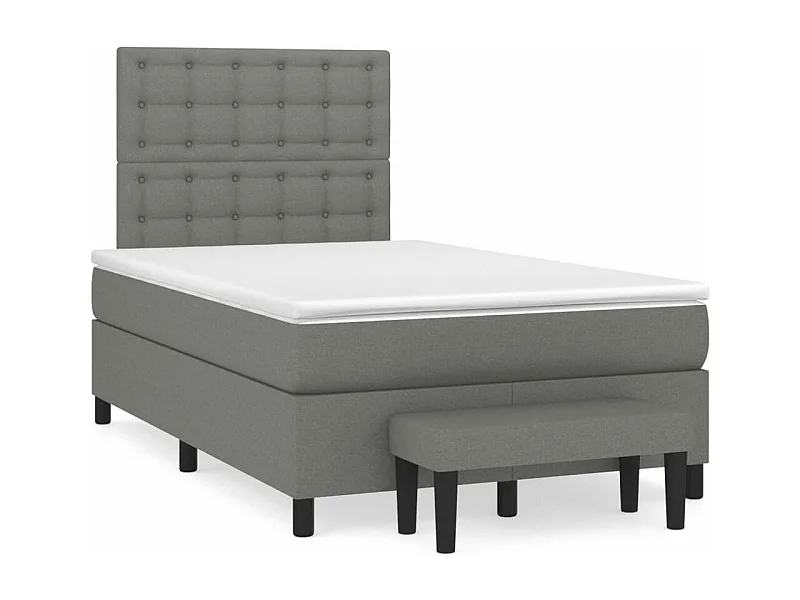 Sommier à lattes de lit avec matelas gris foncé 120x190 tissu