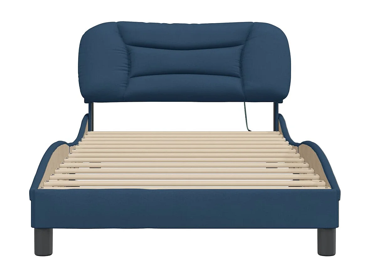 Cadre de lit avec lumières LED bleu 100x200 tissu