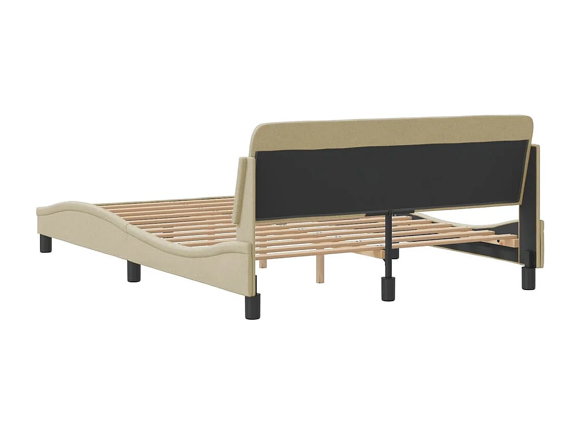 Cadre de lit avec tête de lit Crème 120x200 Tissu