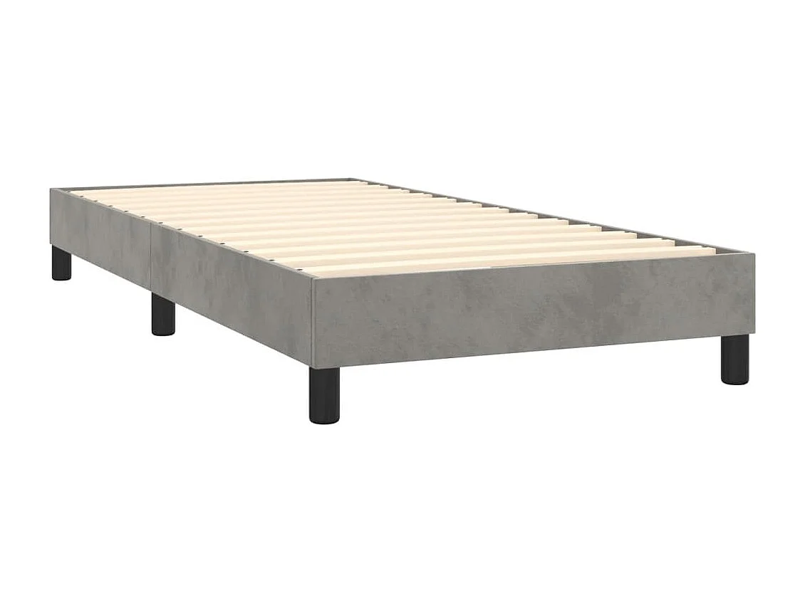 Sommier à lattes de lit et matelas Gris clair 90x190 Velours