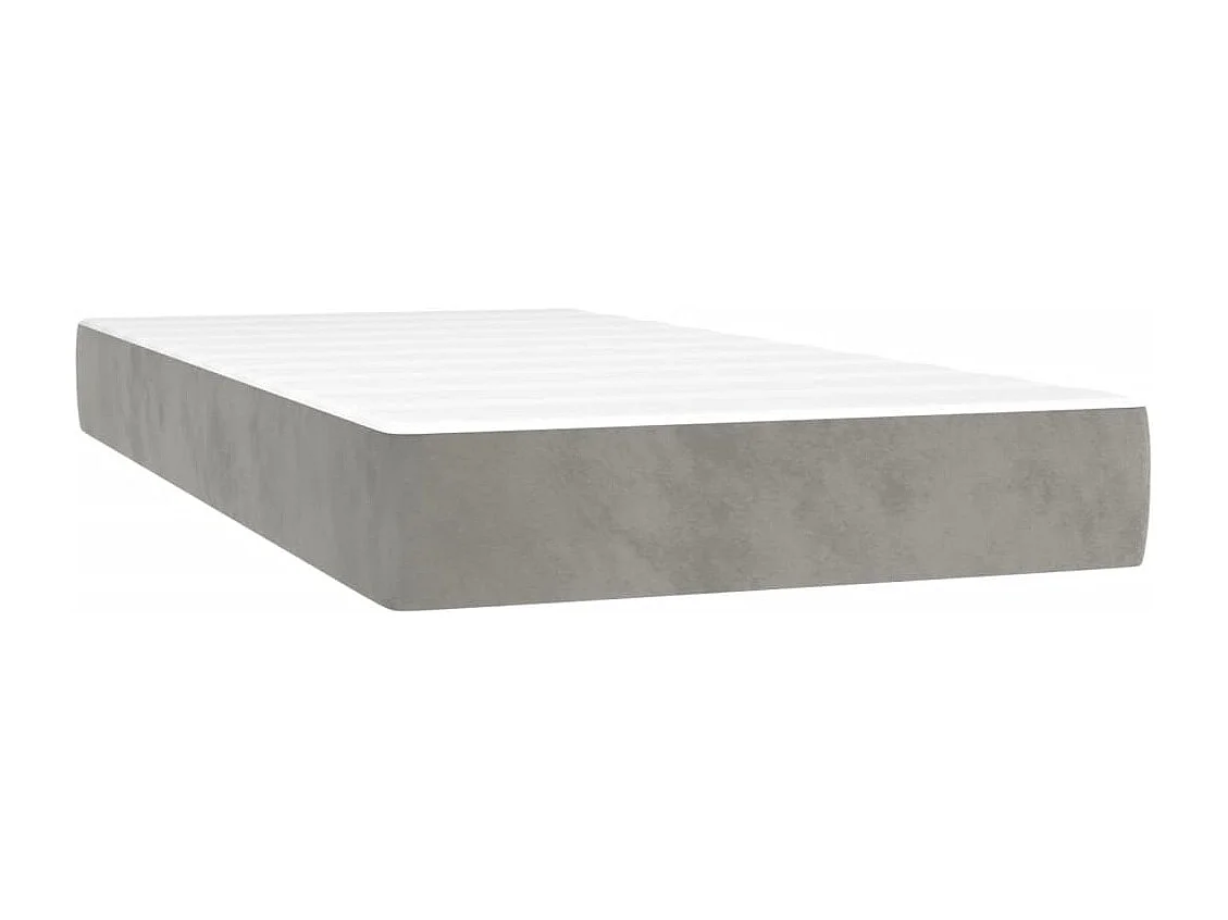 Sommier à lattes de lit et matelas Gris clair 90x190 Velours