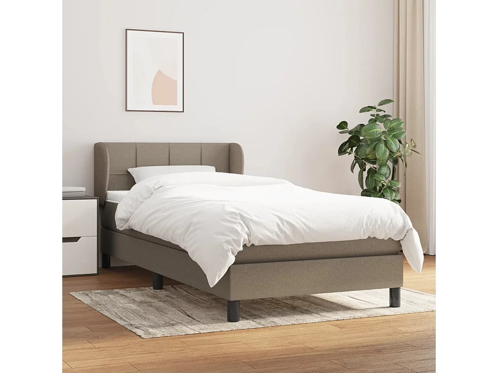Sommier à lattes de lit avec matelas Taupe 90x200 Tissu