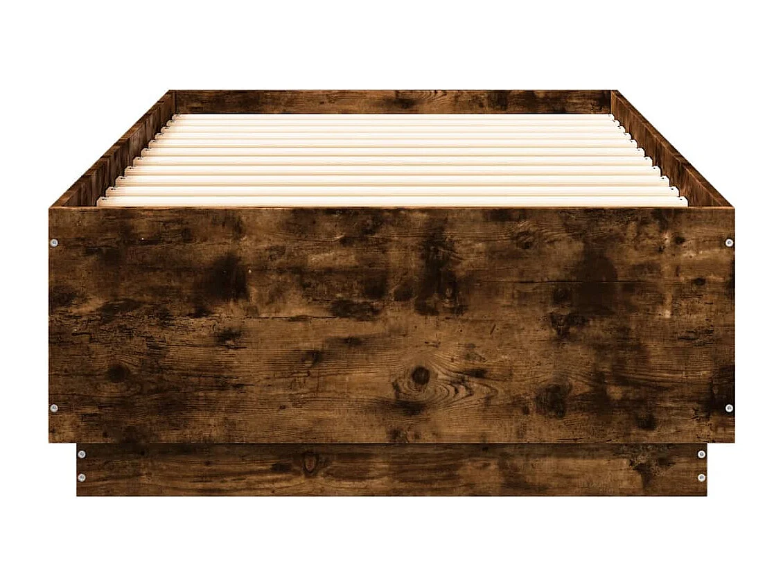 Cadre de lit avec lumières LED chêne fumé 100x200