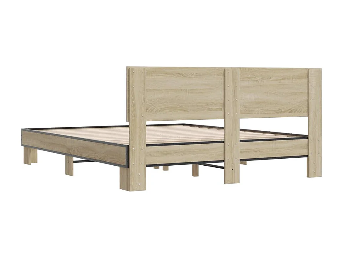 Cadre de lit chêne sonoma 150x200 bois d'ingénierie et métal