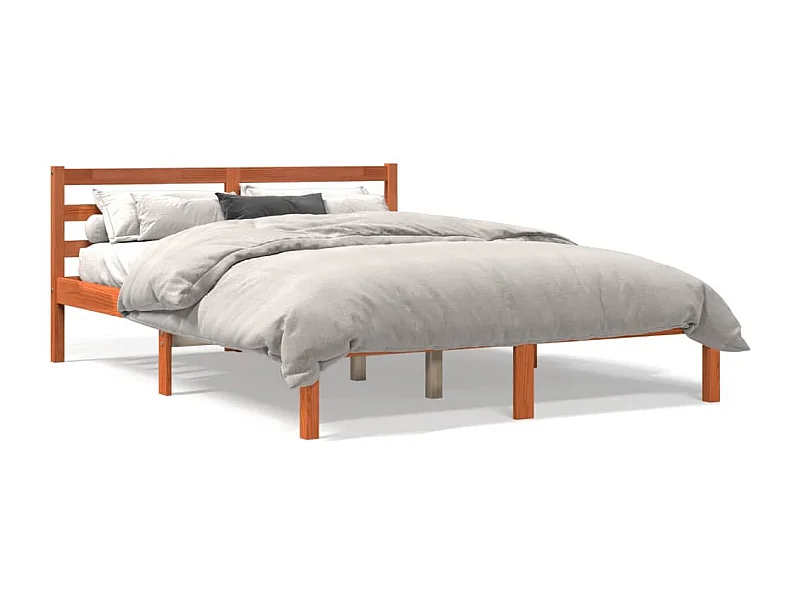 Cadre de lit marron 135x190 bois de pin massif