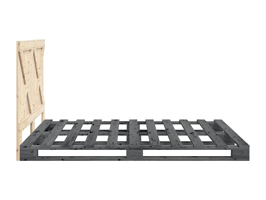 Cadre de lit avec tête de lit gris 160x200 bois de pin massif