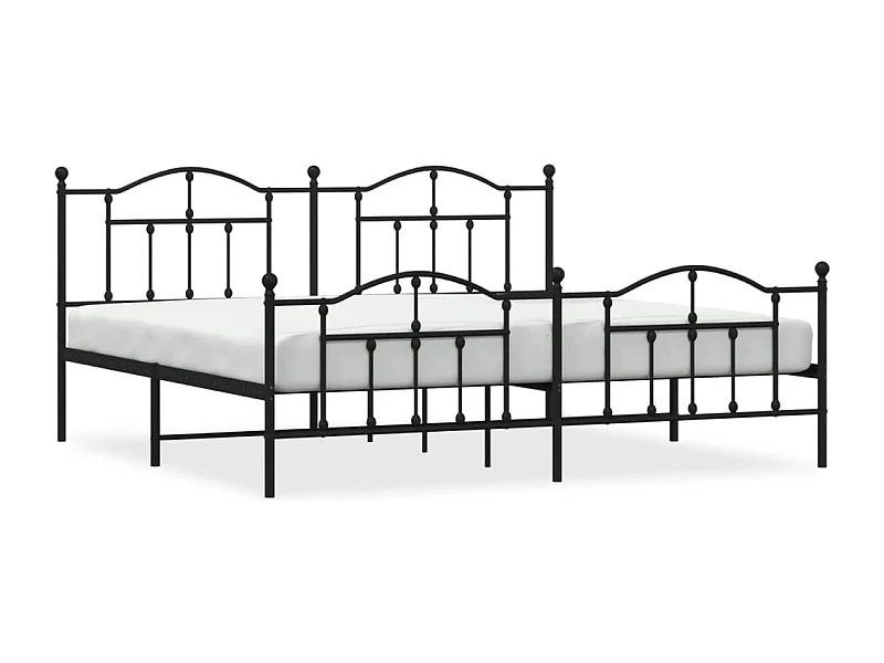 Cadre de lit métal avec tête de lit-pied de lit noir 193x203