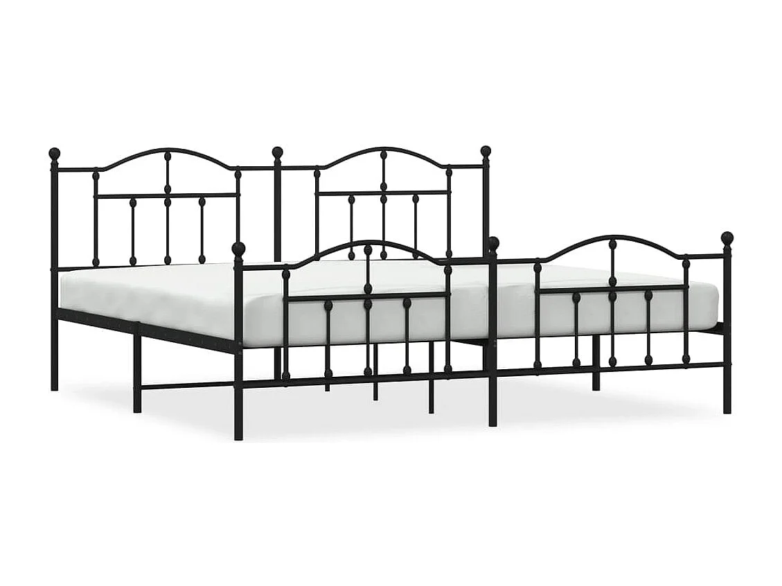 Cadre de lit métal avec tête de lit-pied de lit noir 193x203