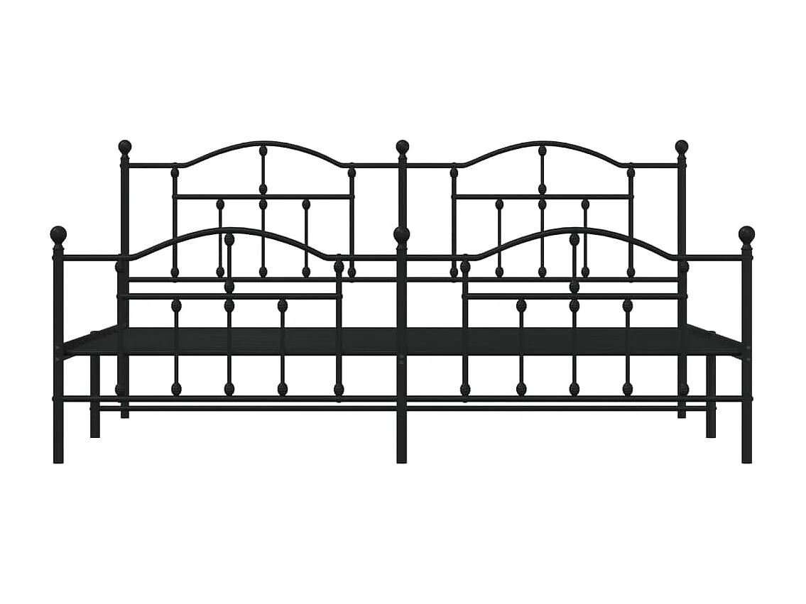 Cadre de lit métal avec tête de lit-pied de lit noir 193x203