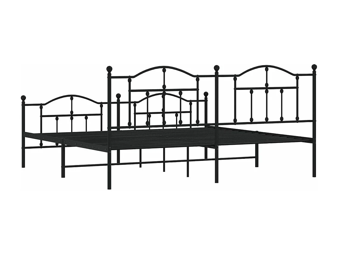 Cadre de lit métal avec tête de lit-pied de lit noir 193x203