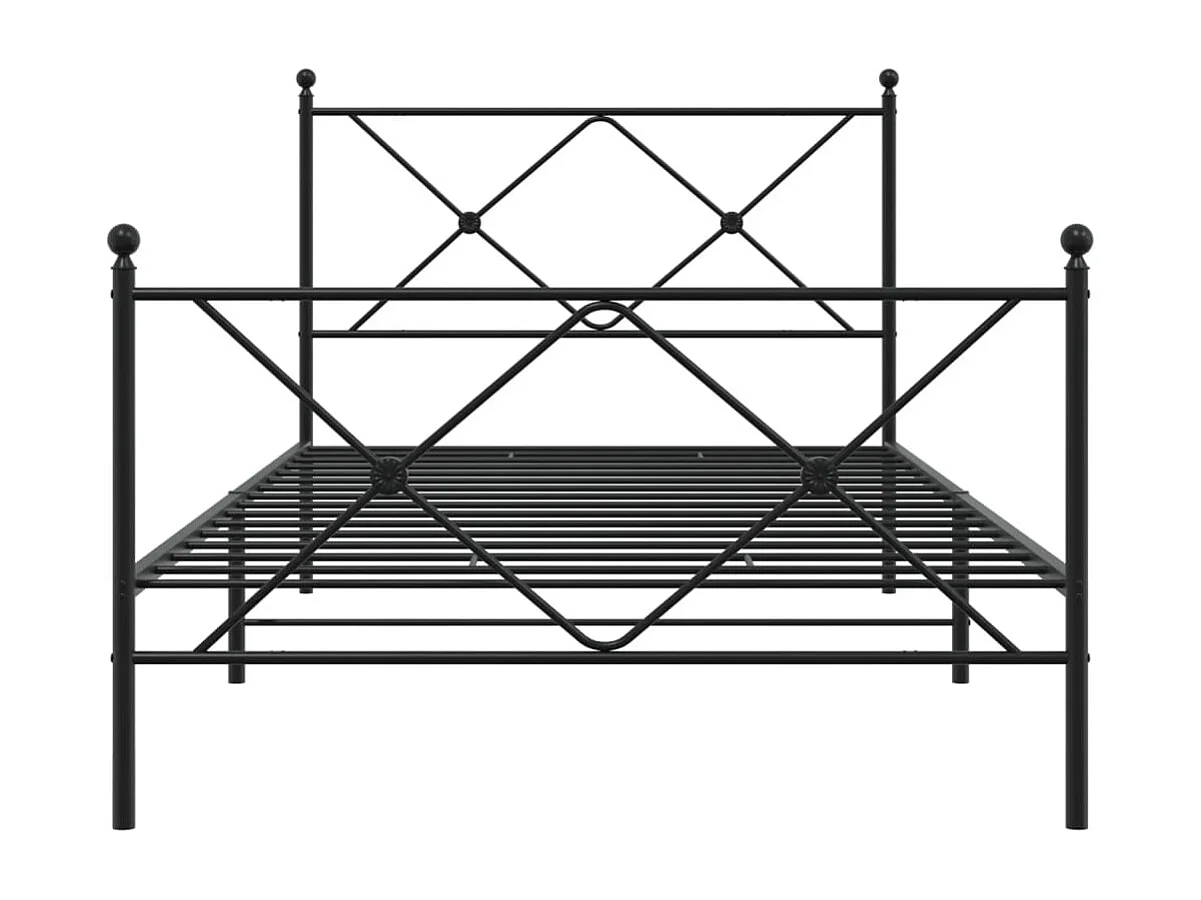 Cadre de lit métal avec tête de lit-pied de lit noir 100x190