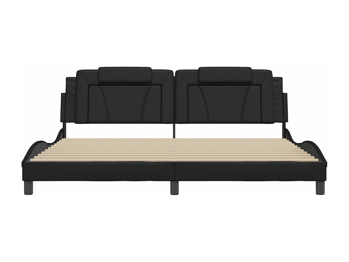 Cadre de lit avec lumières LED noir 200x200 similicuir