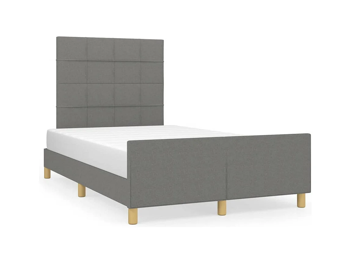 Cadre de lit avec tête de lit gris foncé 120x190 tissu