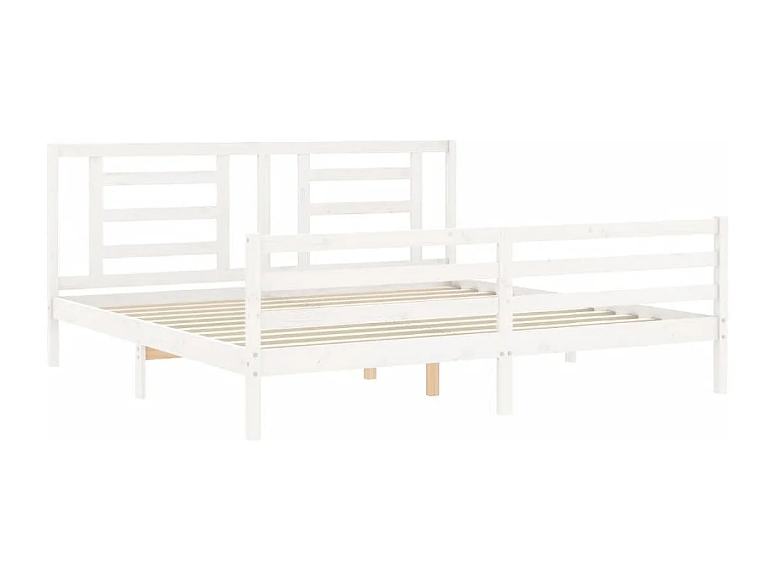 Cadre de lit avec tête de lit blanc Super King Size bois massif