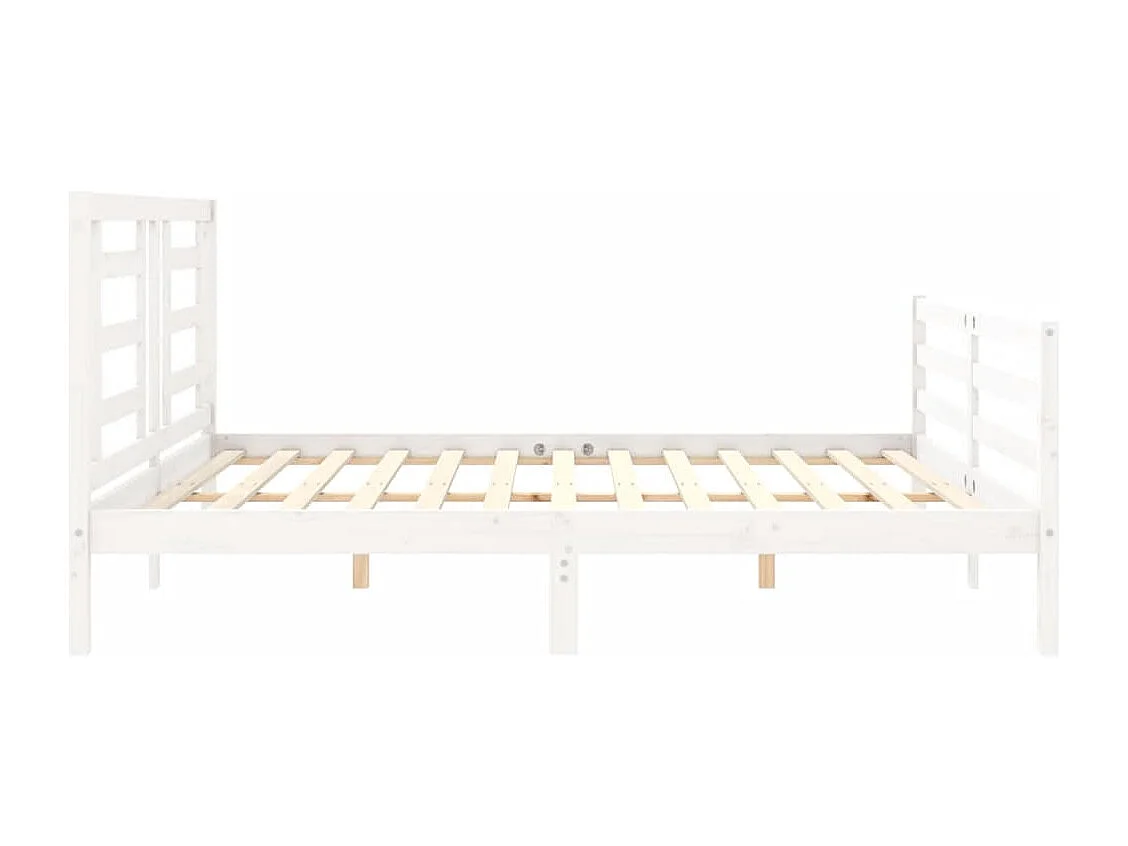 Cadre de lit avec tête de lit blanc Super King Size bois massif