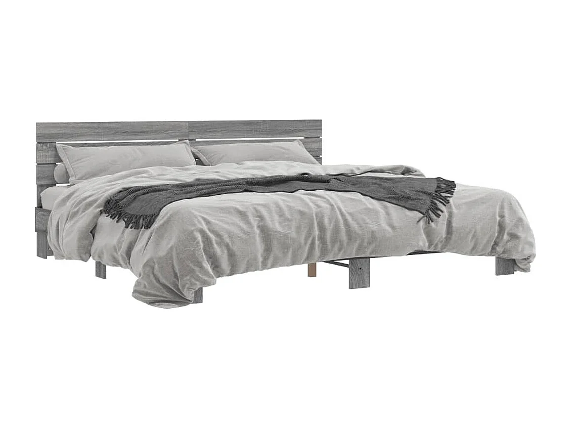 Cadre de lit sonoma gris 180x200 bois d'ingénierie et métal