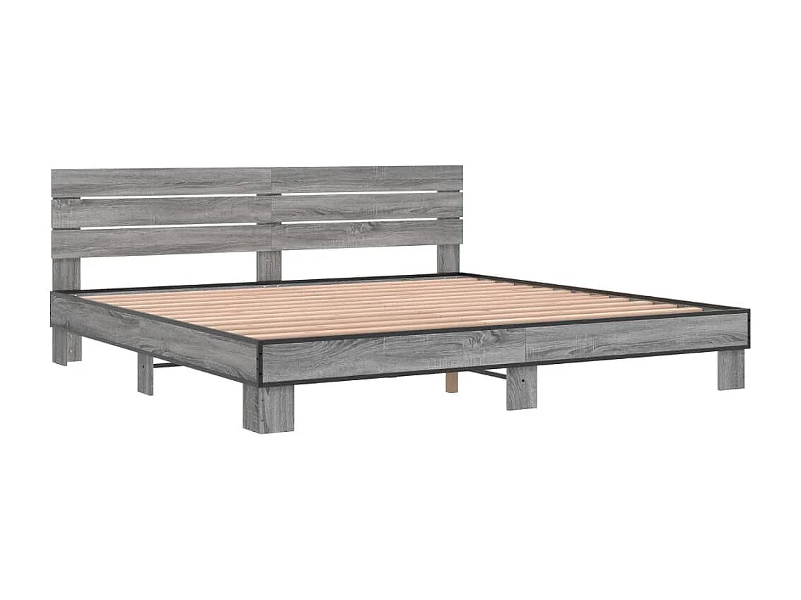 Cadre de lit sonoma gris 180x200 bois d'ingénierie et métal