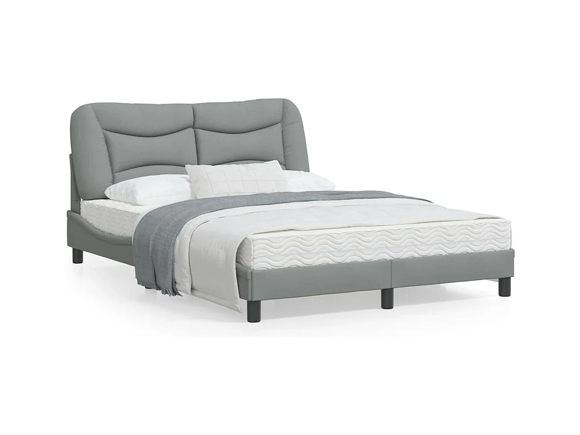 Cadre de lit avec tête de lit Gris clair 120x200 Tissu