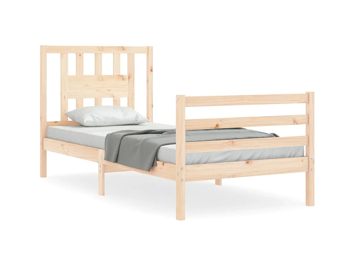 Cadre de lit avec tête de lit 90x200 bois massif