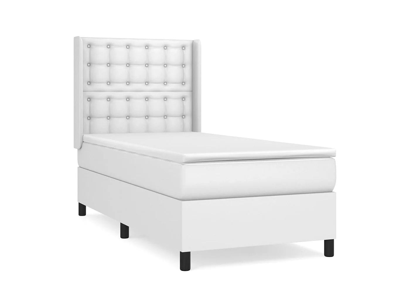 Sommier à lattes de lit avec matelas Blanc 90x200 Similicuir