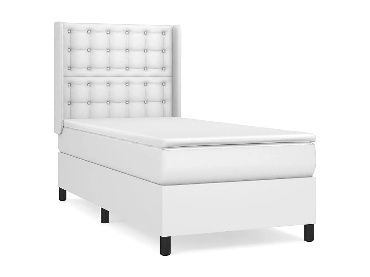 Sommier à lattes de lit avec matelas Blanc 90x200 Similicuir