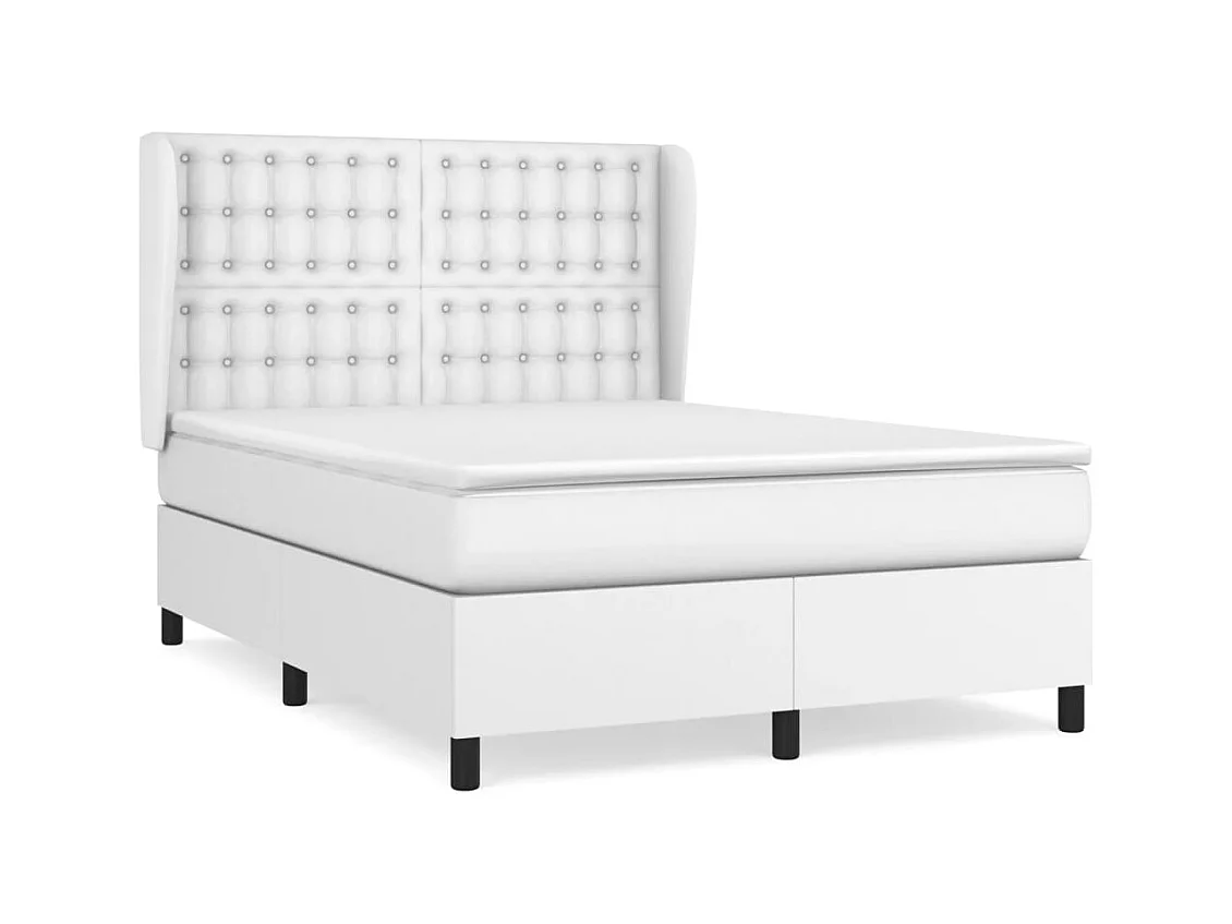 Sommier à lattes de lit avec matelas Blanc 140x190 Similicuir