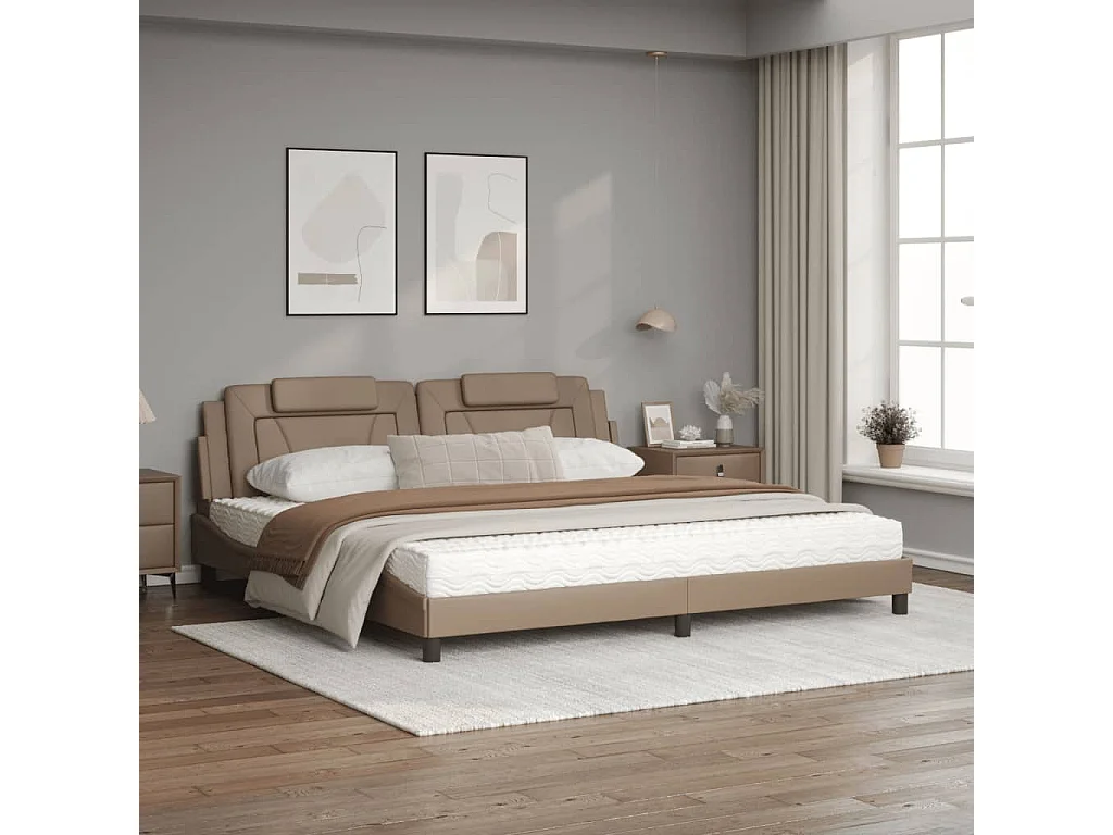 Lit avec matelas cappuccino 200x200 similicuir