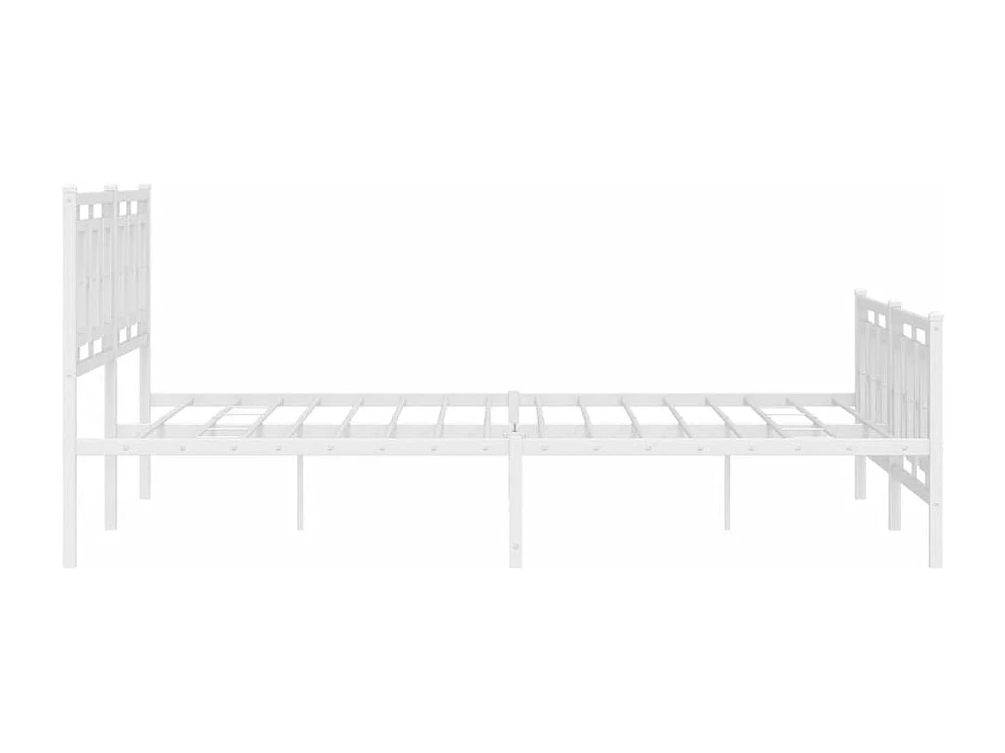 Cadre de lit métal avec tête de lit-pied de lit blanc 183x213