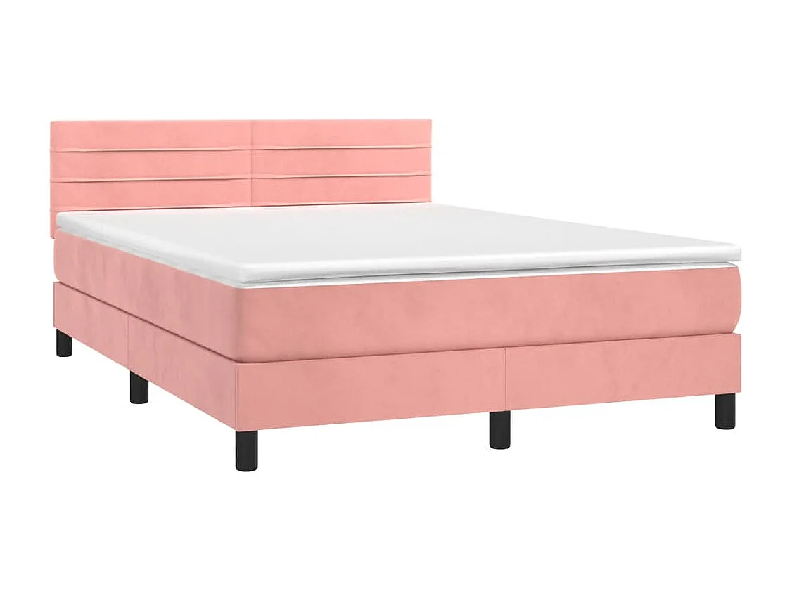 Sommier à lattes de lit avec matelas et LED Rose 140x190