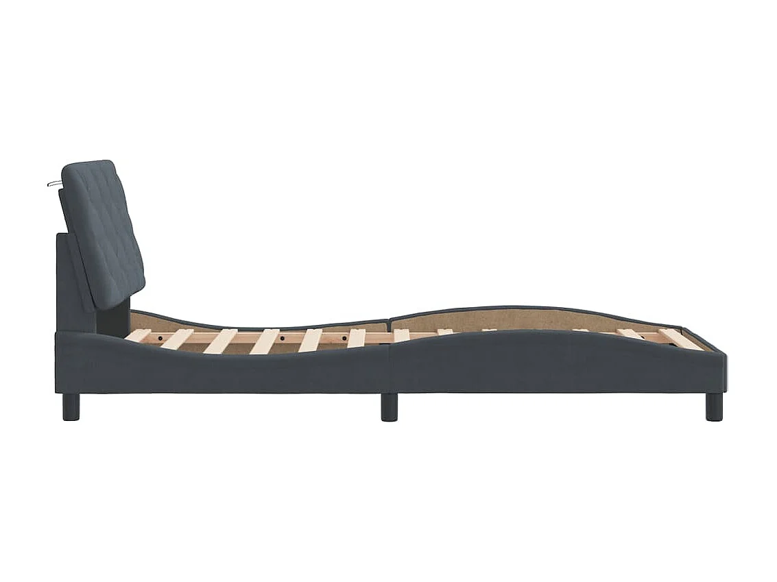 Cadre de lit avec tête de lit Gris foncé 80x200 Velours